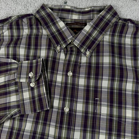 Oak Hill Other - Oak Hill Button Down Shirt Big Mens 3XL Purple Plaid Wrinkle Free Cotton XXXL